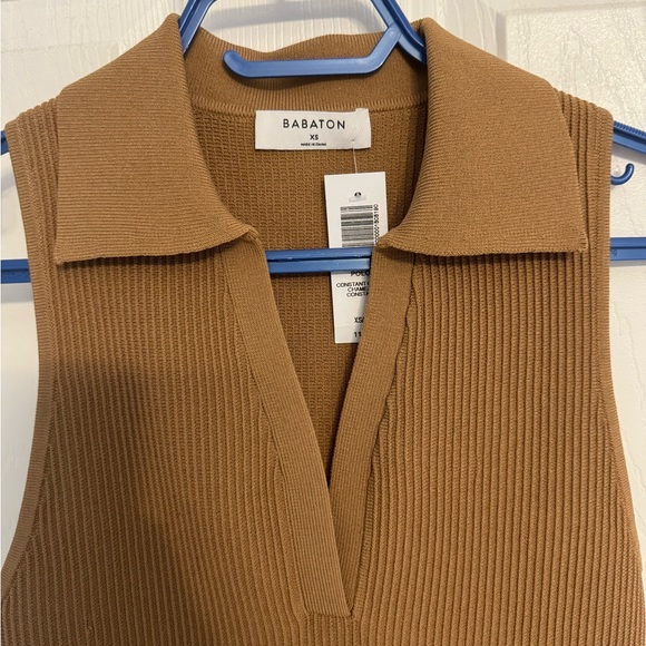 Babaton Sculpt Knit Polo Dress - Camel XS - Picture 2 of 3